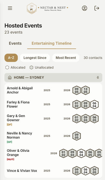 N&N App Hosted Timeline Page
