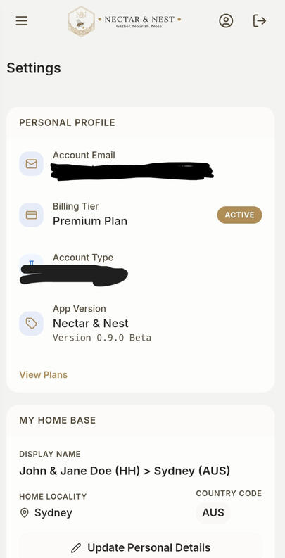 N&N App Menu Page