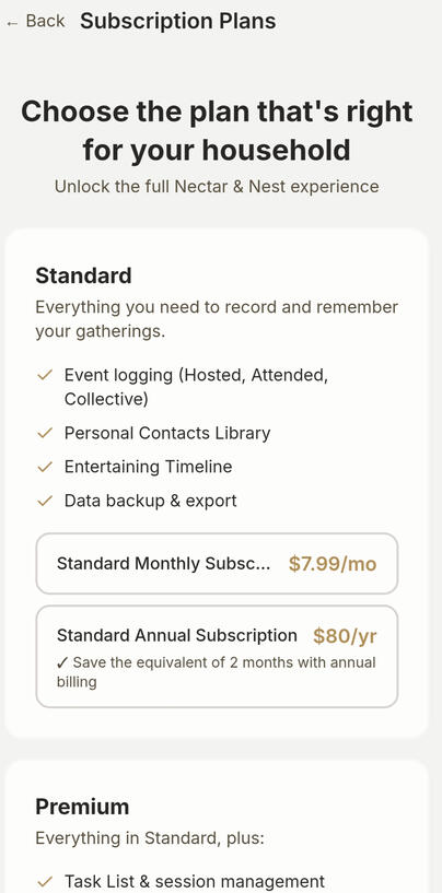 N&N App Menu Page