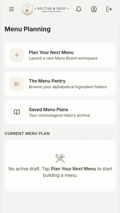 N&N App Menu Page