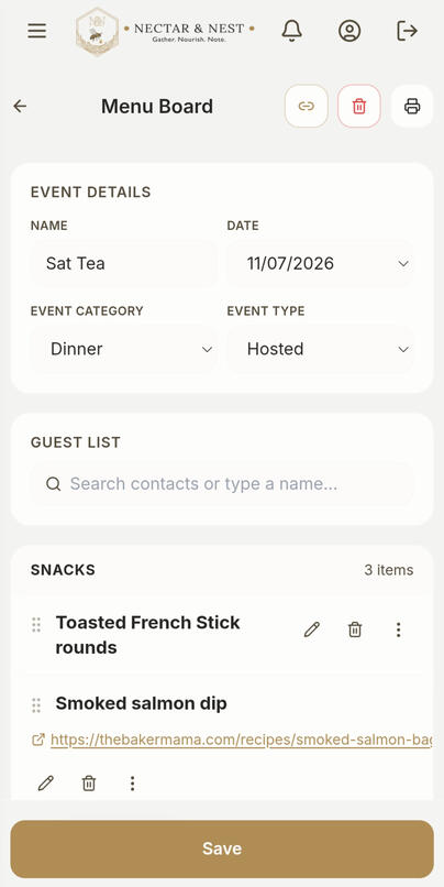 N&N App Menu Page