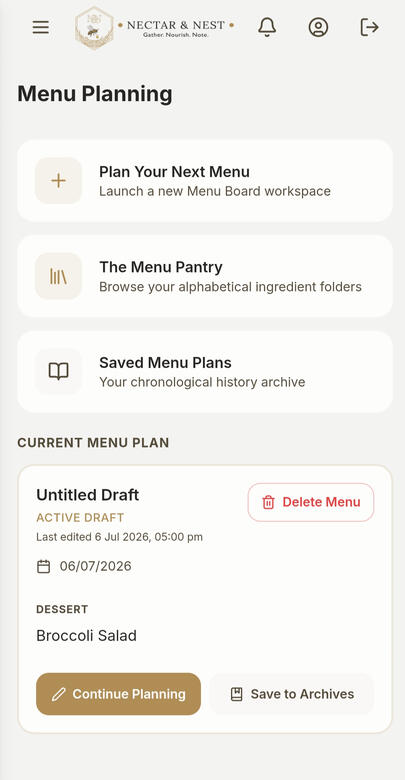 N&N App Menu Page